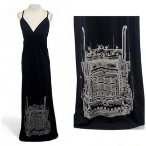 New Lauren Moshi Trucker Maxi Tee Shirt Dress Small Black